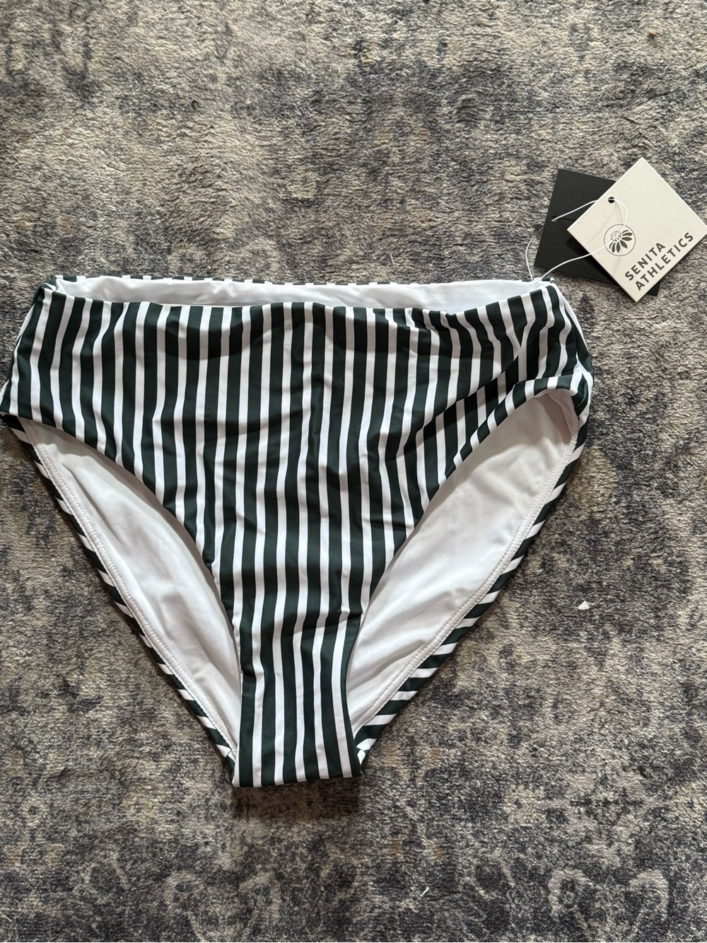 Sentia Athletics dark Green & White Striped Bikini Bottom